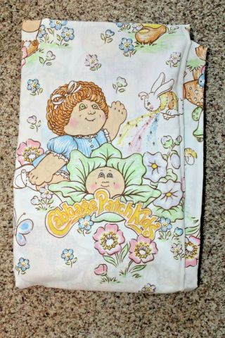 1983 Vintage Cabbage Patch Kids Twin Bed Flat Sheet Fabric Crafts