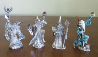 4 Pewter Wizards - Figurines