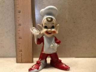 Vintage Japan Ceramic Red Pixie Elf Chef Figurine 3 