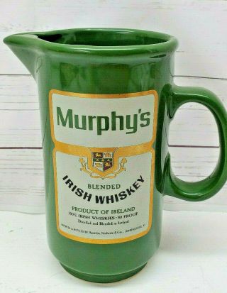 Murphys Irish Whiskey 6 1/2 " Spouted Pitcher Green Advertising Mug