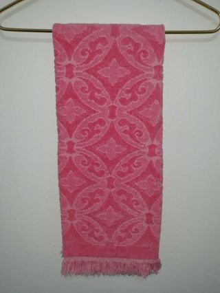 Vintage Bathroom Bath Towel Floral Retro Pink Embossed Fringe Jc Penney Usa