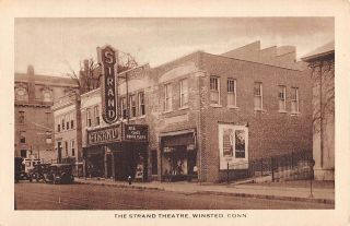 Winsted,  Ct,  Street,  Strand Theater,  Movie Posters,  Stores Elm City Pub C 1920 