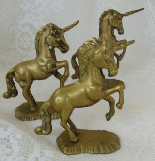 Vintage Standing Solid Brass 4.  5 " Unicorn Figurine - Brass Statue