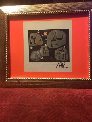 Joan Miro Hand Signed Lithograph With Frame