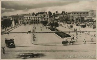 Colombia Rppc Cartagena Centennary Park Real Photo Post Card Vintage