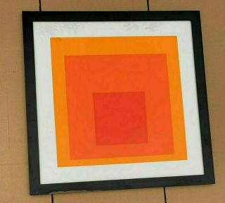 Homage To Squares Vintage Silkscreen Circle Of Josef Albers Red,  Orange,  Yellow