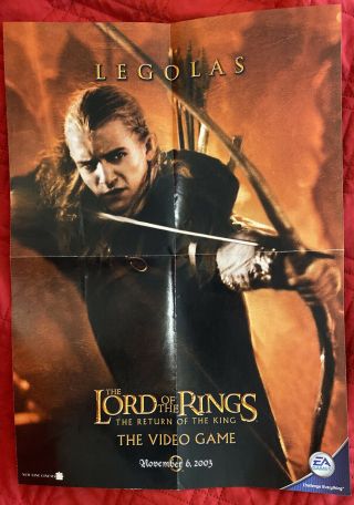 The Lord Of The Rings The Return Of The King Legolas Poster 15”x20.  5”