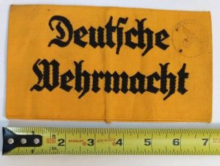 Ww2 Embroidered Style German Deutsche Wehrmacht Yellow Armband.
