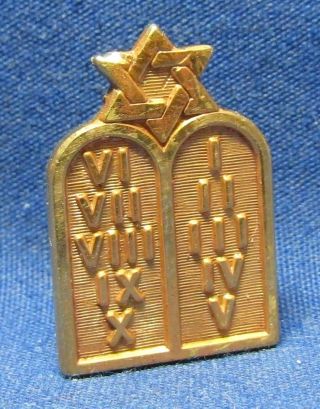 Wwii Gold On Sterling Navy Usmc Jewish Chaplain 10 Commandments & Star Insignia