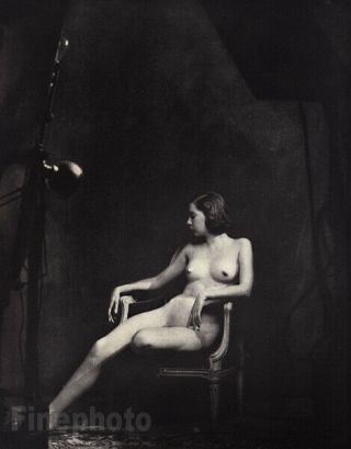 1937 Alfred Cheney Johnston Female Nude Chair Art Deco Photo Lithograph