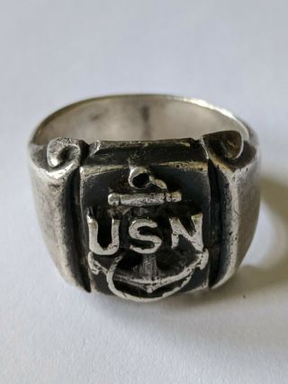 Wwii United States Navy Usn Sterling Ring Size 10 1/2