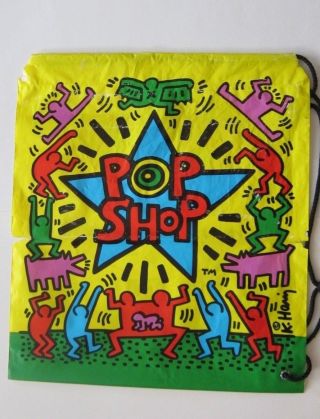 Vintage Keith Haring 1985 " Pop Shop " Plastic Tote Bag Nyc Authentic