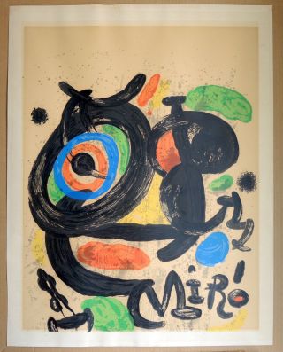 Vintage Joan Miro Bird Lithograph 1970 Exposition Sculptures Maeght Numbered