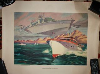 Wwii Ge Electric Boat Company Pt Boat Poster Reward Of Victory & Post Wwii Glory