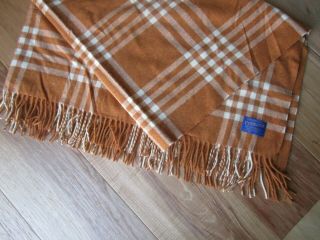 Pendleton Wool Throw Blanket Fringed Lightweight Ivory copper Stripe USA Made 2