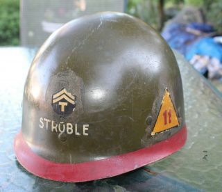 Ww2 Era U S Helmet Liner With Rank Stroble