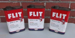 3 Esso Flit Tin Cans 1940 