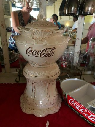Coca Cola Cookie Jar/ Ceramic Syrup Dispenser/out Of Box/great