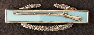 Vintage Sterling Silver Us Army Combat Infantry Pin Badge Long Gun Rifle
