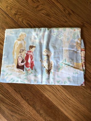 Vintage E.  T.  Twin Size Flat Bed Sheet Fabric