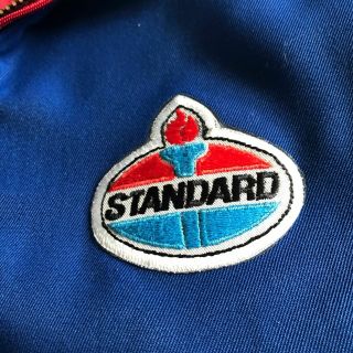 VTG Unitog Standard Oil Blue Jacket Zip Out Liner Mens Large FLAWS 2