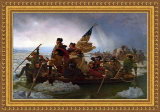 Emanuel Leutze Washington Crossing The Delaware Framed Canvas 39 " X27 " (v05 - 09)