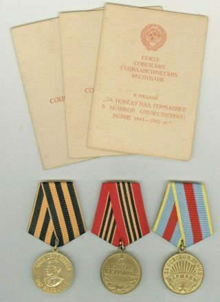 Ussr Soviet Military Medal Veteran Ww2 Barbash M.  N.  With Document