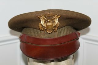 Scarce Pre To Early Ww2 U.  S.  Army Rotc Officers Visor Cap W/badge 7 - 1/4