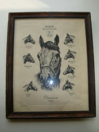 Vintage R H Palenske,  Kings Of The Turf Horse,  1948,  Signed Triple Crown Citation