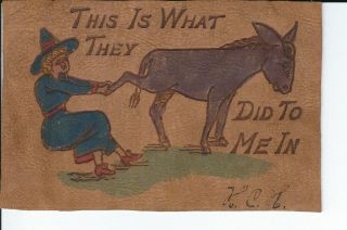 Au - 044 - This Is What They Did To Me In Vintage Leather Postcard 1900 