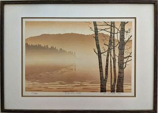 Ted Colyer Woodblock " Evening Mist " 1982,  Pencil Signed