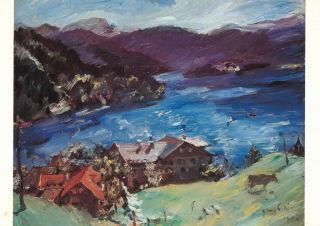 The Walchsee Landscape With Cow 1921 Art Postcard Vd176 Signed Pc Paint 1980s