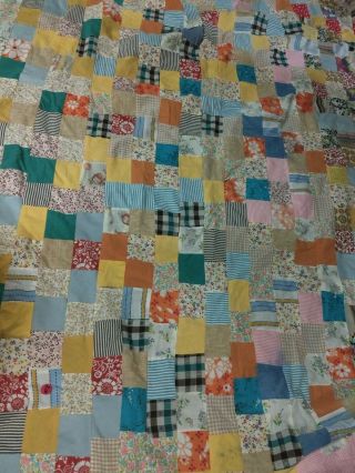 Vintage Pa Farm Patchwork Quilt Top Variety Of Colors 72 X 62