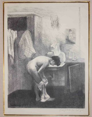 Listed American Artist Raphael Soyer,  Signed Lithograph 1954