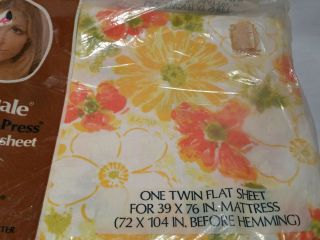 Vintage Dan River Tranquale Twin Flat Sheet Floral Print Luxury Percale Usa