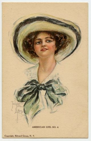 Pearle Fidler American Girl 4 Vintage Pretty Lady Postcard