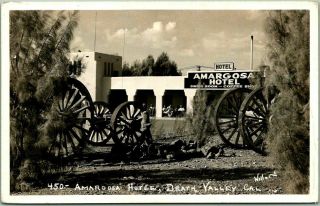 1930s Death Valley,  California Rppc Real Photo Postcard Amargosa Hotel Roadside