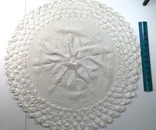 Vintage Large Hand Crocheted Cream Color Doily 27” In Diameter