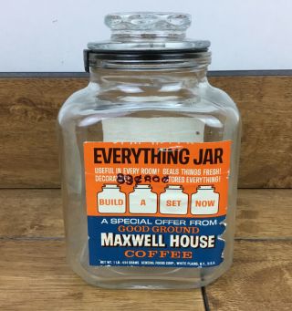 Vintage Maxwell House Coffee Special Offer Glass Anchor Hocking Vacuum Seal Jar