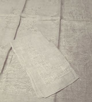 Vintage Sheer White Floral Embroidered Square Card Table Tablecloth 2