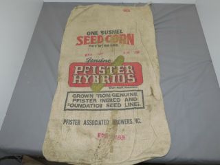 Vintage Pfister Hybrid Seed Corn Sack Bag Pfister Associated Growers