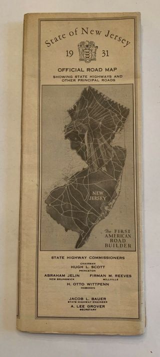 Vintage 1930’s State Of Jersey Official Road Folding Map 1931