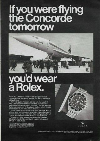 1970 Rolex Gmt - Master Chronometer Watch Sst Concorde Vintage Print Ad