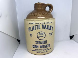Vintage Mccormick Platte Valley Straight Corn Whiskey Jug Is 1 Pint Stoneware
