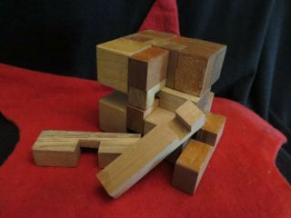 Vintage Wooden Puzzle Cube Made In Occupied Japan 1940 