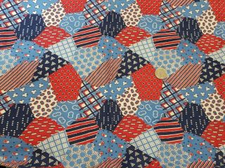 Vintage Feedsack: Cheater Quilt Pattern in Reds and Blues 2