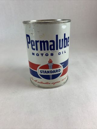 Vintage American Oil Company Permalube Motor Oil Can 1 Quart