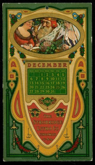 The Strobridge Press,  Art Nouveau Calendar Victorian Advertising Trade Card