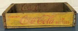Vintage 1969 Coca - Cola Drink In Bottles Yellow And Red Wood Crate