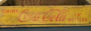 Vintage 1969 Coca - Cola Drink In Bottles Yellow and Red Wood Crate 2
